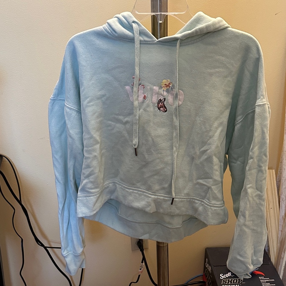 Women's Pastel Blue Graphic Hoodie